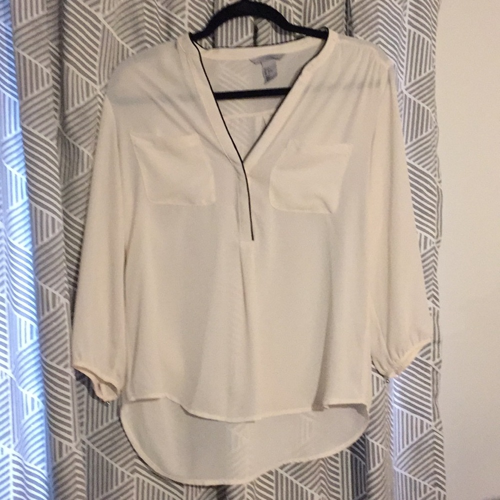 Cream blouse with black trim